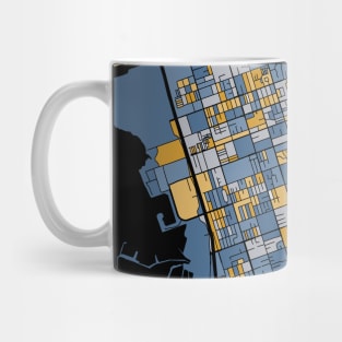 Chula Vista Map Pattern in Blue & Gold Mug